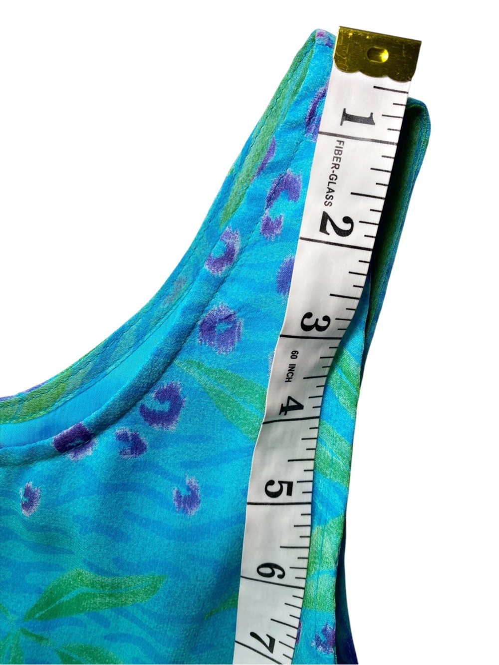 Robbie Bee Vintage 100% Silk Floral Shift Dress Bright Blue -Y2K Retro - Picture 12 of 14